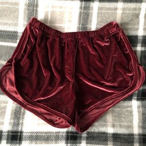 velvet maroon shorts